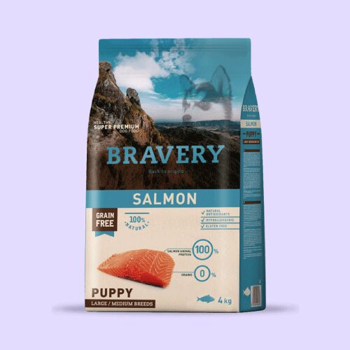 Bravery salmón perro cachorro raza mediana grande