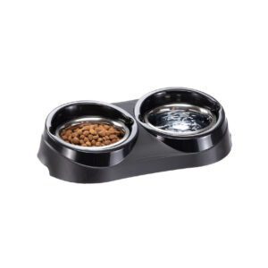 71703021-1 Ferplast Duo Feed / Dos Platos de Acero Inoxidable con Soporte