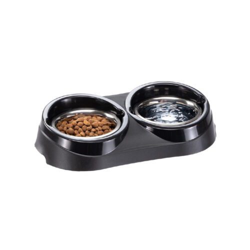 71703021-1 Ferplast Duo Feed / Dos Platos de Acero Inoxidable con Soporte