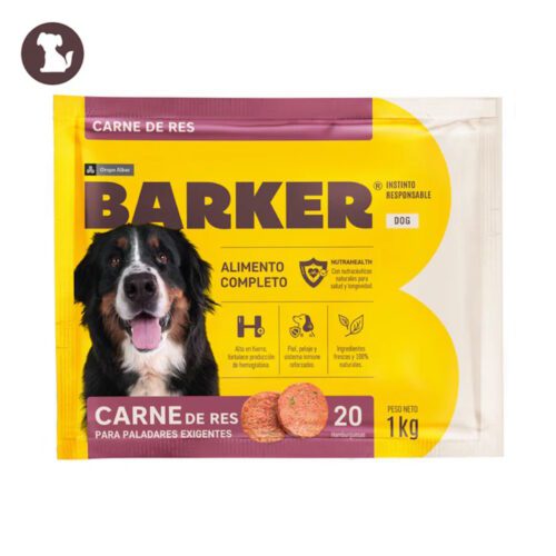 Alimento-Carne Barker Hamburguesas para Perros, Carne de Res 20 u