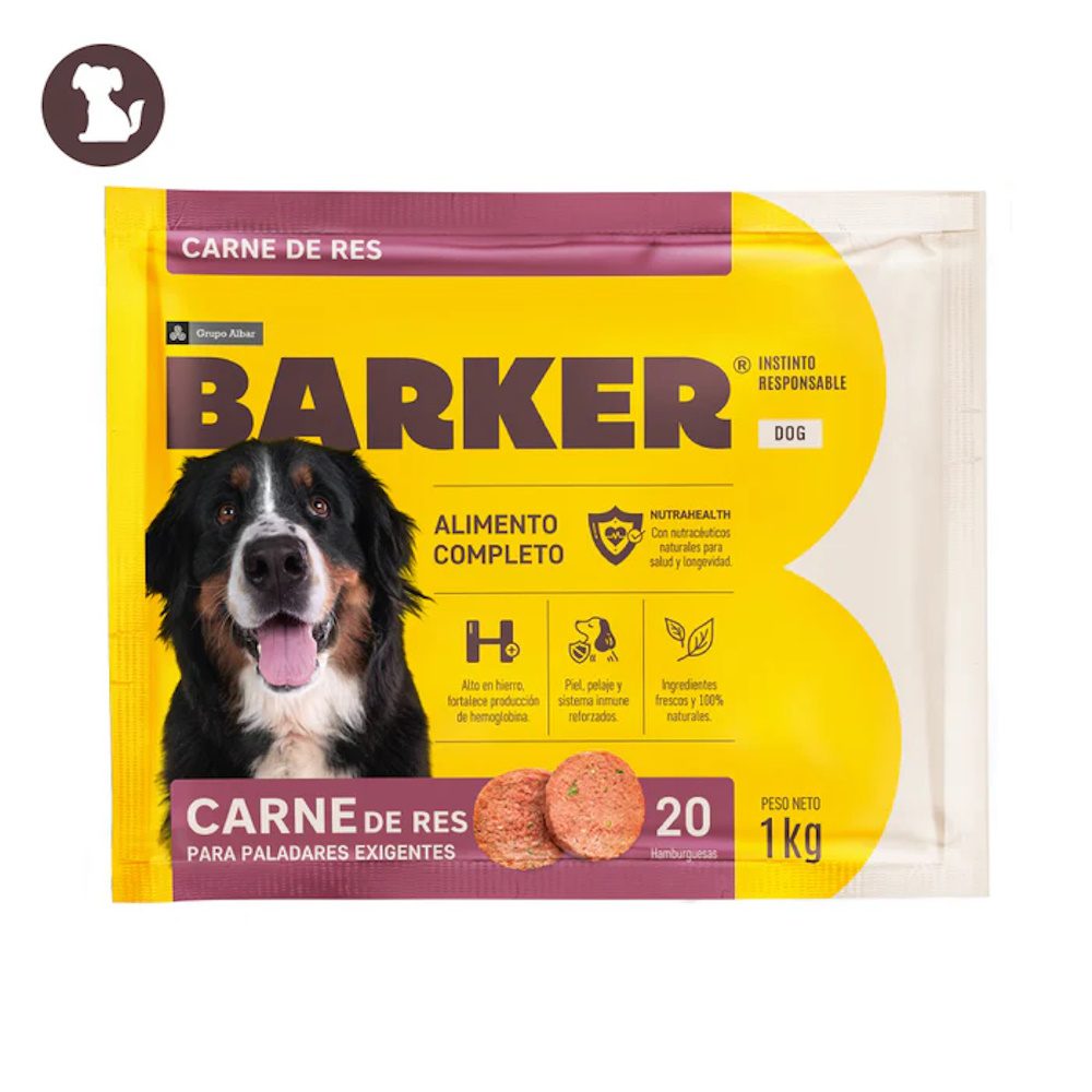 Barker Hamburguesas para Perros, Carne de Res 20 u