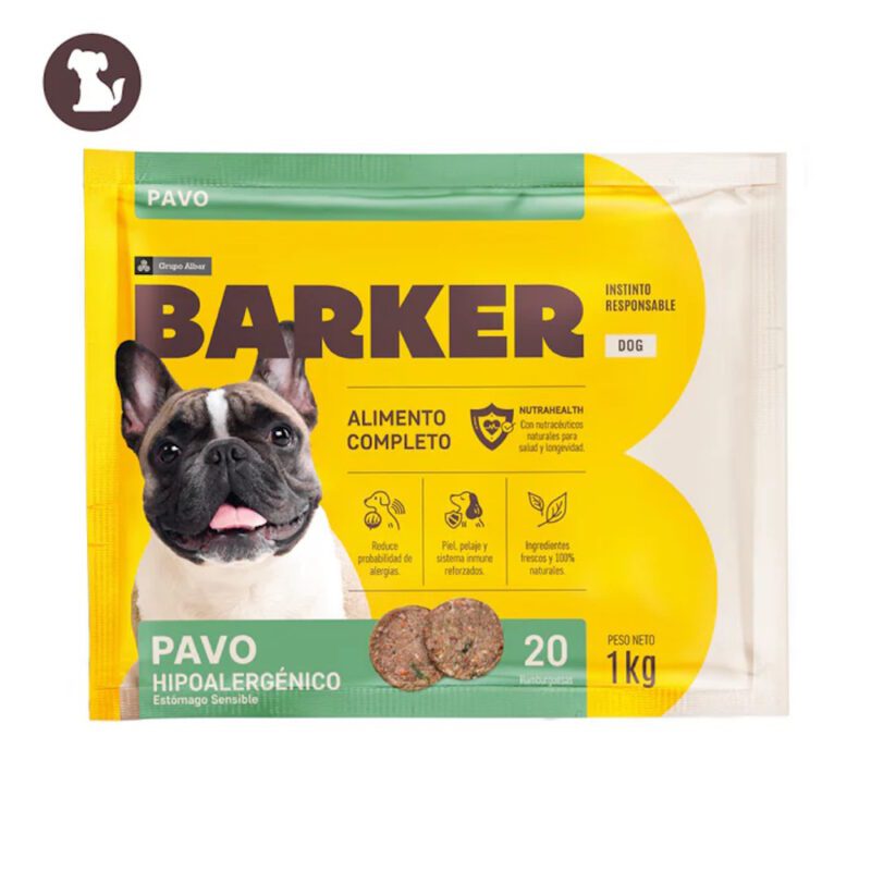 Alimento-Pavo Barker Hamburguesas para Perros, Pavo 20 u