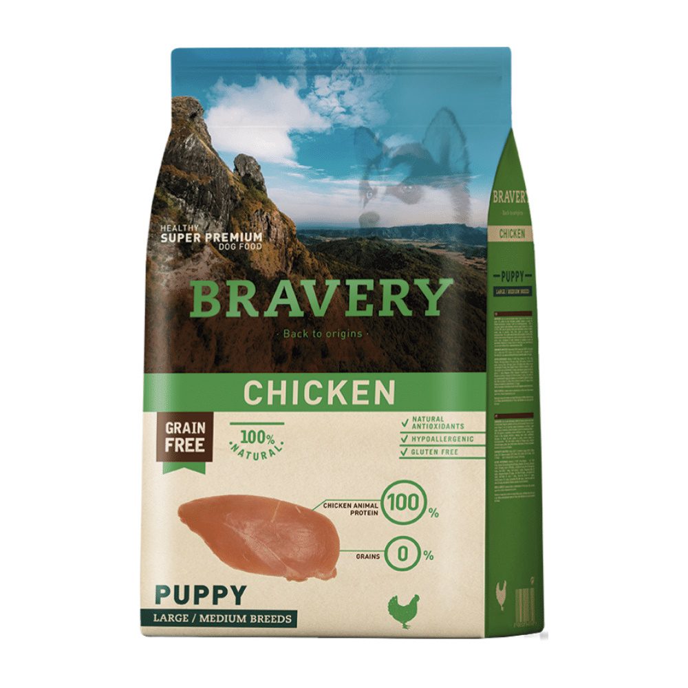 Bravery pollo perro cachorro raza mediana grande