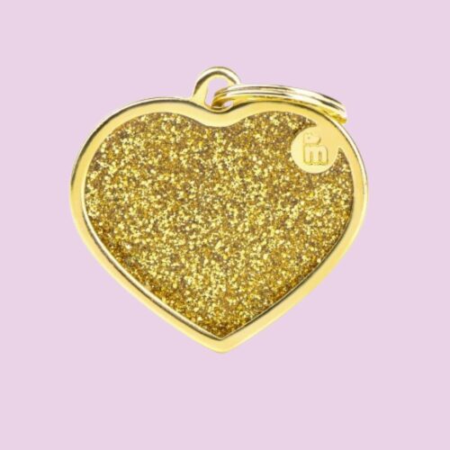 My Family Big Heart Glitter Gold