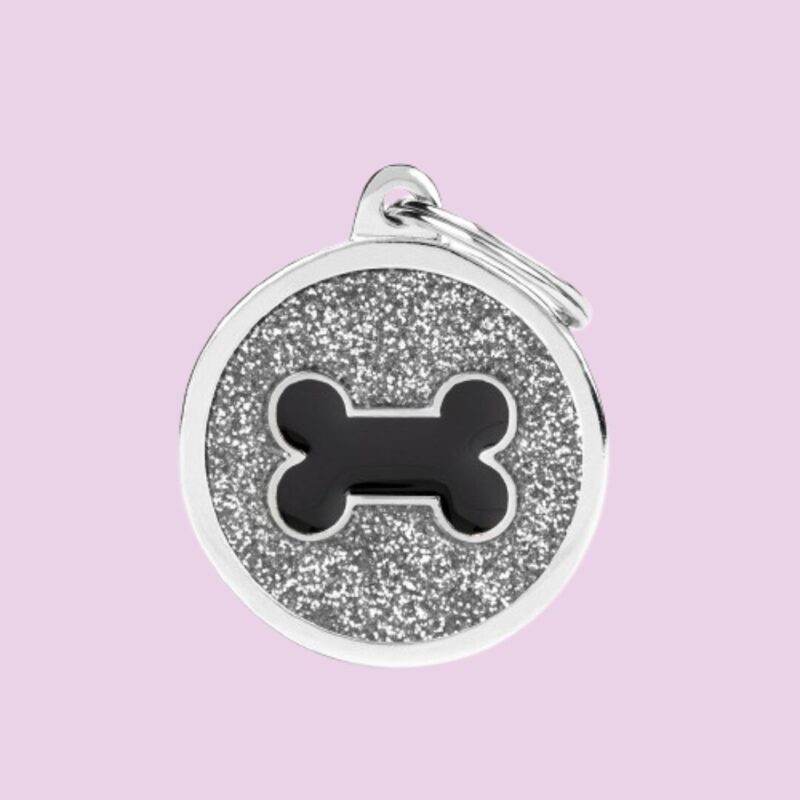 My Family Grey Big Glitter Circle Black Bone