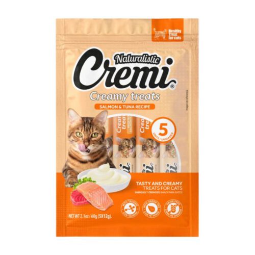 Cremi-Salmon-Tuna-Recipe-x-5-Snack-cremoso-para-gatos Cremi salmón y atún 60g snacks cremoso para gatos