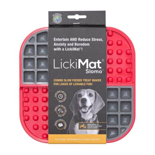 LickiMat-Slomo-Bandeja-anti-ansiedad-para-perros-y-gatos LickiMat Slomo Red Dog