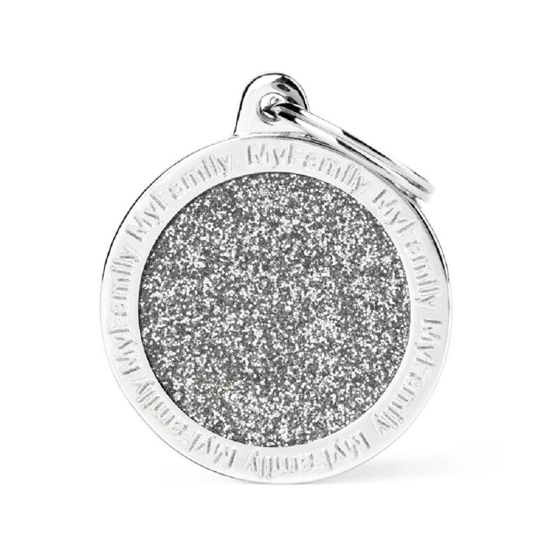 My Family Big Circle Glitter Grey