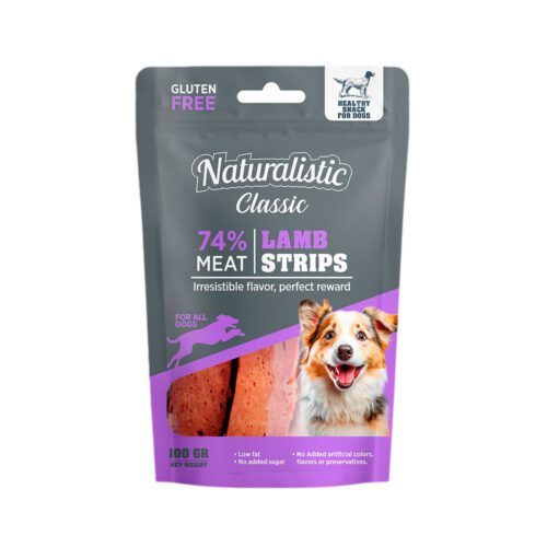 NATURALISTIC-CLASSIC-LAMB-STRIPS-100-GRS Naturalistic Classic tiras de cordero100 GRS snack para perros