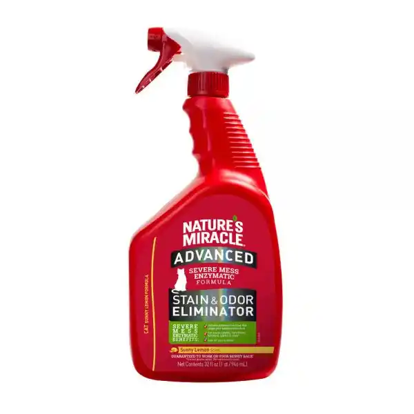 NATURES MIRACLE AVANZADO ELIMINADOR DE MANCHAS Y OLORES DE GATOS 946 ML
